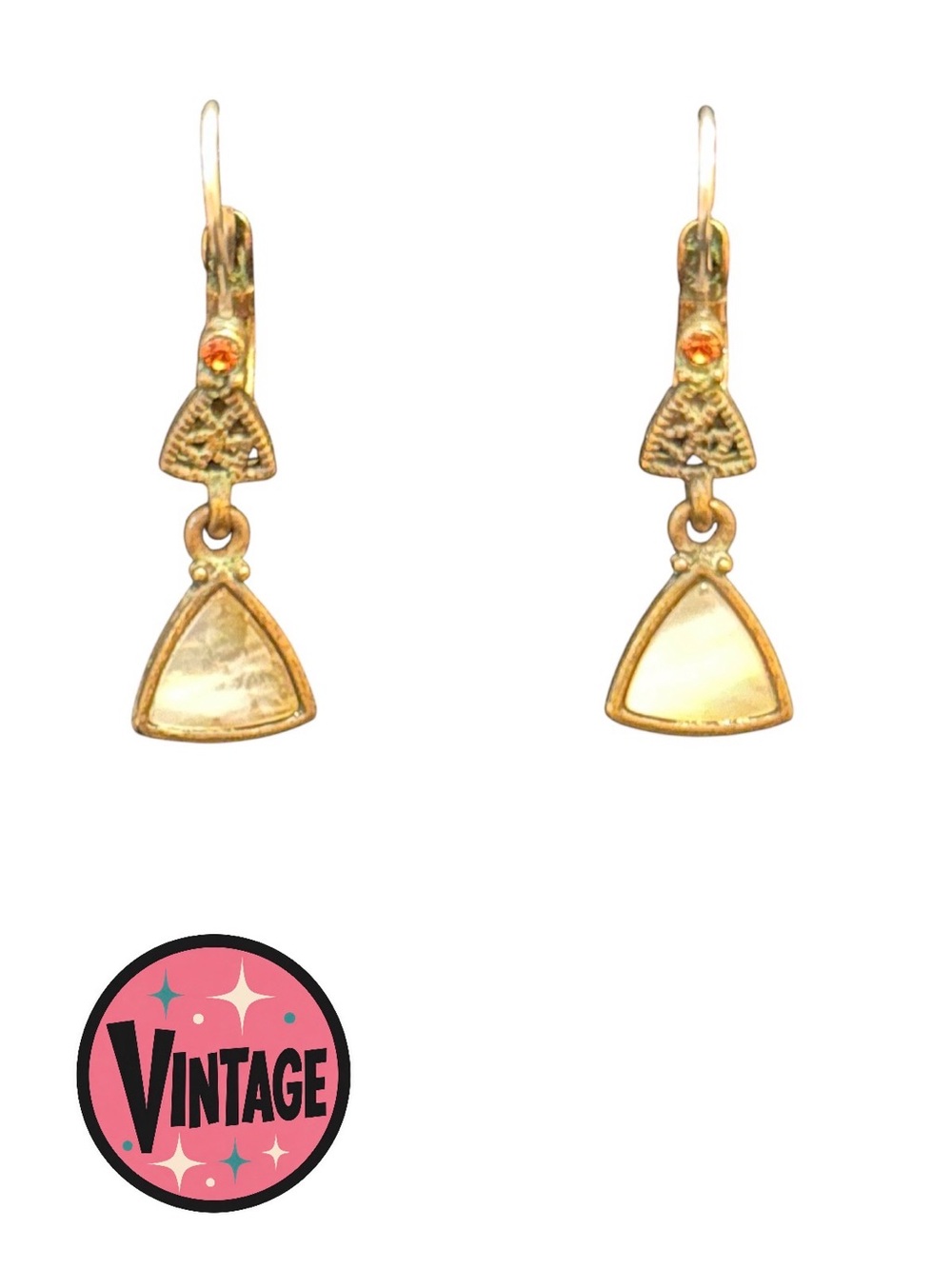 Lia Sophia VINTAMother of Pearl Geometric Drop Earrings Retired Boho Art Deco